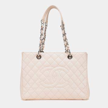 Pre Owned Chanel Beige Caviar Grand Shopping Tote