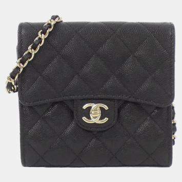 Pre Owned Chanel Black Leather Chain Clutch Shoulder Bag