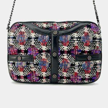 Pre Owned Chanel Black/Multicolor Tweed Lambskin Girl Chain Shoulder Bag 