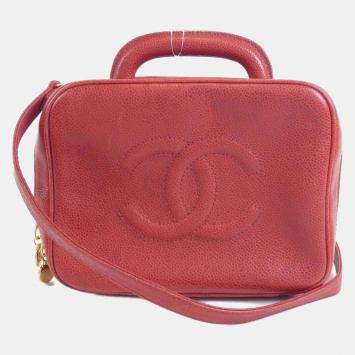 Pre Owned Chanel Red Leather CC Vanity Case