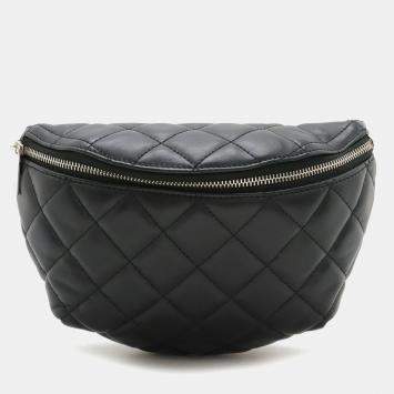 Chanel Black Matelasse Lambskin Leather Body Waist Pouch Belt Bag

