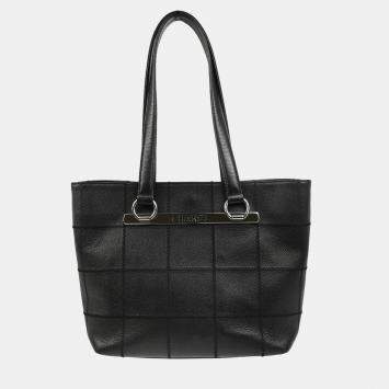 Pre Owned Chanel Black Leather Choco Bar Tote Bag