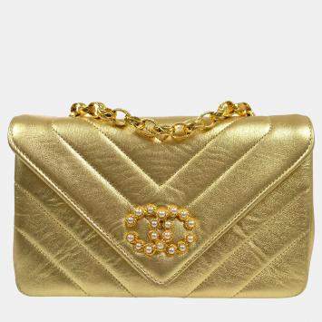 Pre Owned Chanel Chevron Single Bijou Chain Shoulder Bag