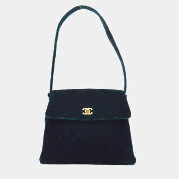 Chanel Moss Green Velvet Handbag