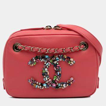 Chanel Pink Lambskin Giant Crystal CC Camera Bag