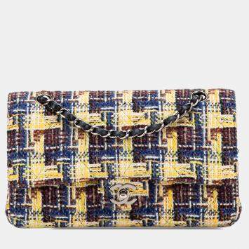 Pre Owned Chanel Multicolor Medium Classic Tweed Double Flap