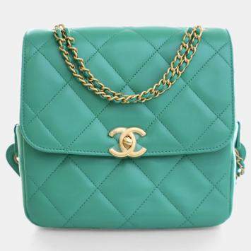Chanel Green Lambskin Melody Backpack