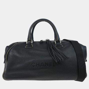 Chanel Black Calfskin Duffle Handbag 