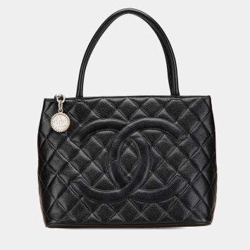 Pre Owned Chanel Black Caviar Medallion Tote