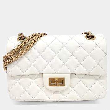Chanel White Leather Vintage 2.55 New Mini 20