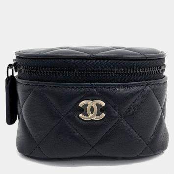Pre Owned Chanel Black Leather Armband Pocket Mini Bag