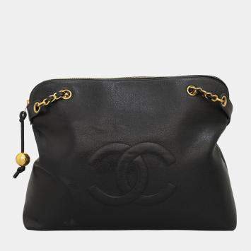 Pre Owned  Chanel Black Vintage Caviar Large CC Shoulder Bag