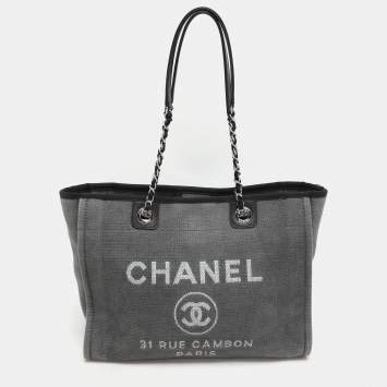 Pre Owned Chanel Grey Canvas Medium Deauville Shopper Tote