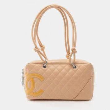 Chanel Beige Quilted Leather Cambon Ligne Bowler Bag