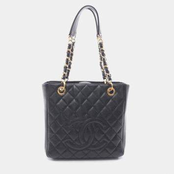 Chanel Black Leather PST Chain Shoulder Bag