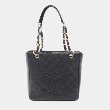 Chanel Black Leather PST Chain Shoulder Bag