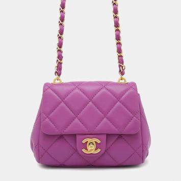 Chanel Matelasse Chain shoulder Bag Purple Lambskin