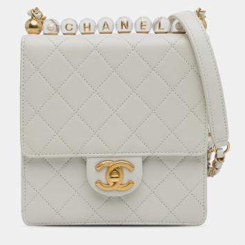 Chanel White Small Chic Pearls Flap