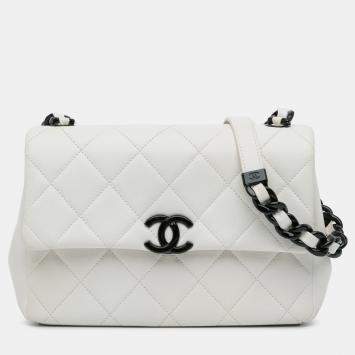 Chanel White Medium Quilted Caviar My Everything Flap