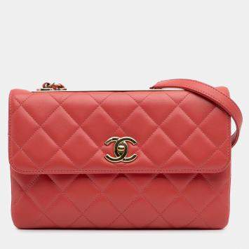 Pre Owned Chanel Pink Quilted Lambskin Trendy CC Flap