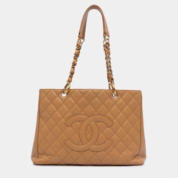 Pre Owned Chanel Brown Caviar Grand Shopping Tote