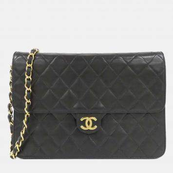 Pre Owned Chanel CC Flap Black Leather Shoulder Bag