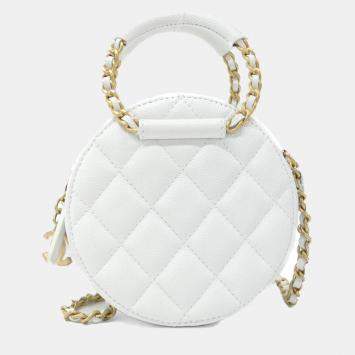 Pre Owned Chanel In The Loop White Leather Shoulder Bag