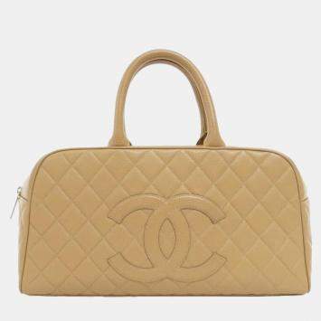 Pre Owned Chanel Beige Boston Bag