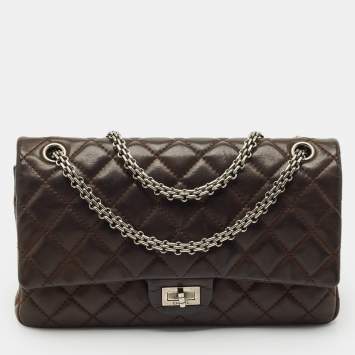 Pre Owned Chanel Choco Brown Quilted Iridescent Leather 226 Reissue 2.55 Flap Bag