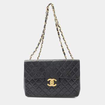 Chanel Jumbo XL Flap Black Lambskin Chain Shoulder Bag