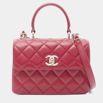 Pre Owned Chanel Trendy CC Red Lambskin Leather Shoulder Bag 