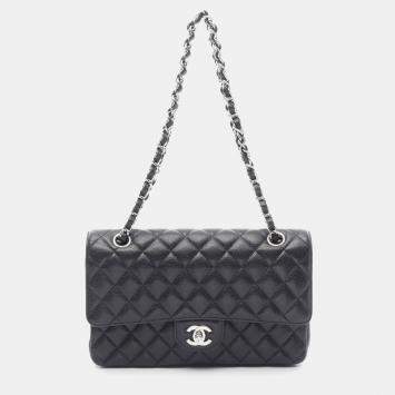Chanel Classic Double Flap Black Leather Shoulder Bag