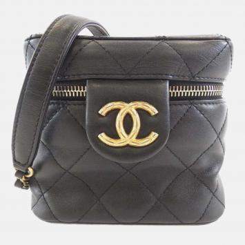 Pre Owned Chanel Vanity Black Leather Shoulder Bag