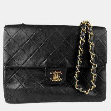 Pre Owned Chanel Flap Black Lambskin Shoulder Bag