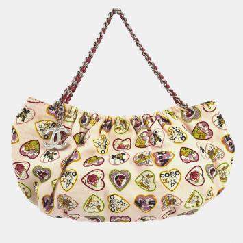 Pre Owned Chanel Valentine Pink Canvas Chain Shoulder Bag