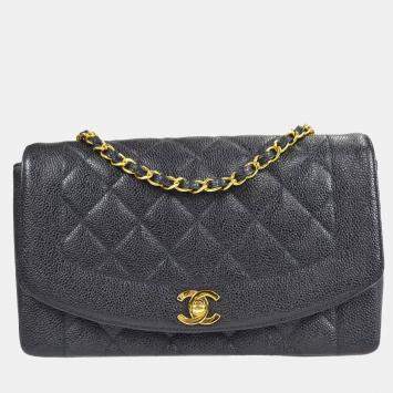 Chanel Diana Medium Black Leather Chain Shoulder Bag