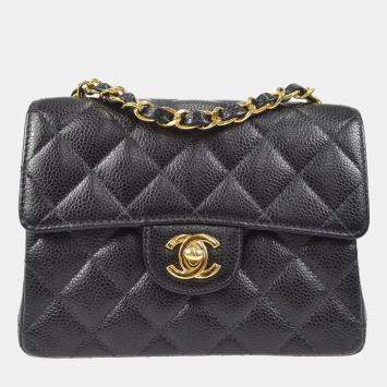 Chanel Classic Square Flap Mini Black Caviar Leather Shoulder Bag