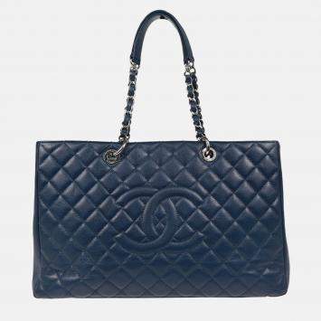 Pre Owned Chanel GST XL Blue Calfskin Grand Shopping Tote Bag