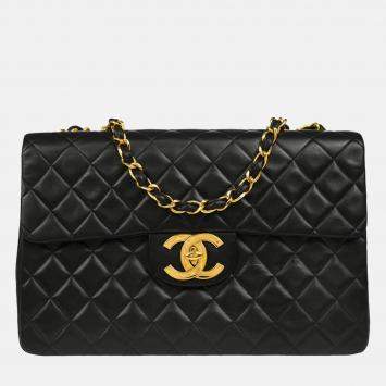 Chanel Classic Flap Black Lambskin Maxi Shoulder Bag