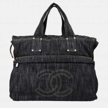 Chanel Navy Sparkling Denim Shoulder Bag
