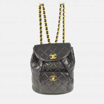 Chanel Duma Black Lambskin Leather Backpack