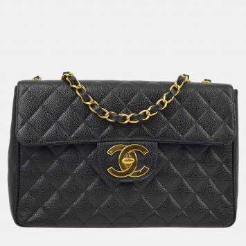 Chanel Classic Flap Jumbo Black Caviar Leather Shoulder Bag