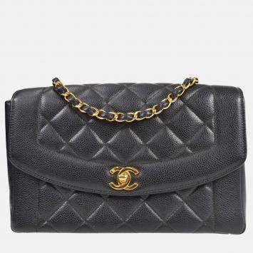 Chanel Diana Medium Black Calfskin Chain Shoulder Bag