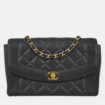 Chanel Diana Medium Black Calfskin Chain Shoulder Bag