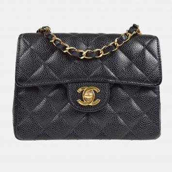 Chanel Classic Square Flap Mini Black Calfskin Bag