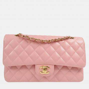 Chanel Classic Double Flap Medium Pink Calfskin Shoulder Bag