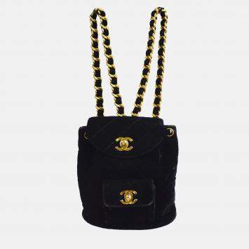 Chanel Duma Small Black Velvet Backpack 