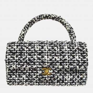 Chanel Black Tweed Sequins Top Handle Handbag