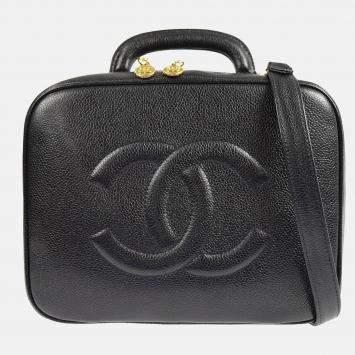 Pre Owned Chanel Timeless Vanity Black Calfskin Handbag
