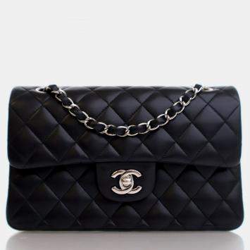 Chanel Classic Double Flap Small Black Lambskin Shoulder Bag